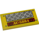 LEGO Yellow Tile 2 x 4 with Tread Plate, 'AC-5884' Sticker (87079)