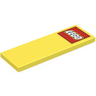 LEGO Gelb Fliese 2 x 6 mit LEGO Logo Aufkleber