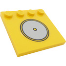 LEGO Yellow Tile 4 x 4 with Studs on Edge with Hob Burner Circle Sticker (6179)