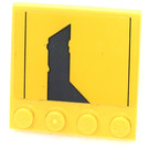 LEGO Gelb Fliese 4 x 4 mit Bolzen auf Kante mit Tear Aufkleber (6179)