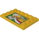 LEGO Yellow Tile 4 x 6 with Studs on 3 Edges with "City Pizza" Sticker (6180)