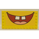 LEGO Gelb Fliese 6 x 12 mit Bolzen auf 3 Edges mit SpongeBob SquarePants Open Mouth Smile Aufkleber (6178)