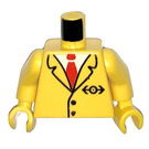 LEGO Geel Trains Torso met Suit en Rood Tie Patroon met Geel Armen en Geel Handen (973)