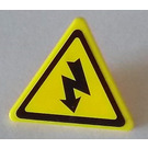 LEGO Jaune Triangulaire Sign avec Electricity Danger Sign Autocollant avec clip fendu (30259)