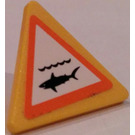 LEGO Geel Driehoekig Sign met Haai Warning Sticker met splitclip (30259)