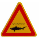 LEGO Gelb Dreieckig Sign mit Hai Warning mit geteiltem Clip (30259)