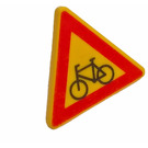 LEGO Geel Driehoekig Sign met Warning Cycle sign met splitclip (30259)