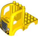 LEGO Gelb Truck cab 4 x 8 mit Groß Gitter und hazard Streifen (68618)