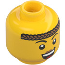 LEGO Yellow Viking - Dark Red Overalls Minifigure Head (Safety Stud) (3274 / 104507)