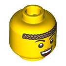 LEGO Geel Viking - Dark Rood Overalls Minifigure Hoofd (Veiligheids Stud) (3274 / 104507)