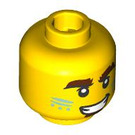 LEGO Gelb Viking, Olive Green Shirt Minifigure Kopf (Sicherheitsbolzen) (3274 / 104509)