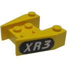LEGO Yellow Wedge 3 x 4 with 'XR3' and Black Oval Sticker without Stud Notches (2399)