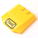 LEGO Jaune Coin 4 x 4 Incurvé avec "7243" Autocollant (45677)