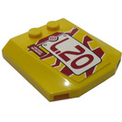 LEGO Yellow Wedge 4 x 4 Curved with 'L.20' Sticker (45677)