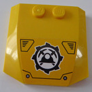 LEGO Yellow Wedge 4 x 4 Curved with Mining Logo, Helmet and Crossed Axes Sticker (45677)