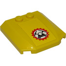 LEGO Jaune Coin 4 x 4 Incurvé avec Pickaxes over Casque Miners logo Autocollant (45677)