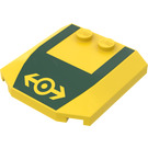 LEGO Geel Wig 4 x 4 Gebogen met Trein logo Aan Dark Green Sticker (45677)