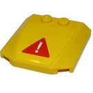 LEGO Geel Wig 4 x 4 Gebogen met Wit Exclamation Mark in Rood Triangle Sticker (45677)