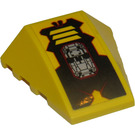 LEGO Geel Wig 4 x 4 Drievoudig Gebogen zonder Studs met Geel Rooster en Zilver Circuitry Links Sticker (47753)