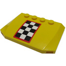 LEGO Geel Wig 4 x 6 Gebogen met Checkered met Rood Sticker (52031)