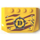 LEGO Geel Wig 4 x 6 Gebogen met Dino logo Sticker (52031)