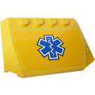 LEGO Geel Wig 4 x 6 Gebogen met EMT Star of Life Sticker (52031)
