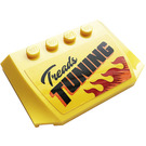 LEGO Yellow Wedge 4 x 6 Curved with 'Treads TUNING', Flames Sticker (52031)