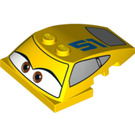 LEGO Gelb Keil 6 x 4 x 1.3 mit 4 x 4 Base mit Brown Augen, Windows, '51' (34357 / 93591)