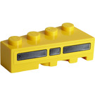 LEGO Geel Wig Steen 2 x 4 Links met Zwart en Geel Vent Sticker (41768)