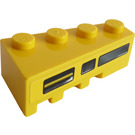 LEGO Geel Wig Steen 2 x 4 Rechtsaf met Zwart en Geel Vent Sticker (41767)