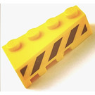 LEGO Yellow Wedge Brick 2 x 4 Right with Yellow and Black Danger Stripes Sticker (41767)