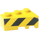 LEGO Geel Wig Steen 3 x 2 Links met Danger Strepen (Links) Sticker (6565)