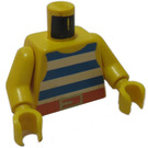 LEGO Žlutá Bílá a Modrá Striped Pirát Trup s Pás s Žlutá Paže a Žlutá Ruce (973)