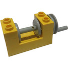 LEGO Žlutá Winch 2 x 4 x 2 s Světlo Grey Drum (73037)