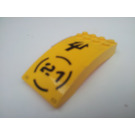 LEGO Yellow Windscreen 4 x 8 x 2 Curved Hinge with 2 Dual Stubs, ed '21' Sticker (46413)