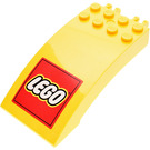 LEGO Yellow Windscreen 4 x 8 x 2 Curved Hinge with "LEGO" Sticker (46413)