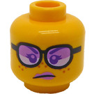 LEGO Yellow Woman in Rock Band Shirt Minifigure Head (Recessed Solid Stud) (3626 / 68588)