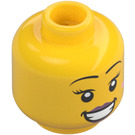 LEGO Yellow Woman with Dark Azure Hair Minifigure Head (Recessed Solid Stud) (3626 / 68587)