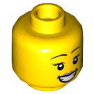 LEGO Geel Woman met Dark Azure Haar Minifigure Hoofd (Verzonken Solid Stud) (3626 / 68587)