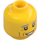 LEGO Giallo Yard Worker Minifigure Testa (Perno solido incassato) (3626 / 98479)