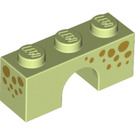 LEGO Geelachtig groen Boog 1 x 3 met Brown Circles (4490 / 39026)