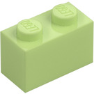 LEGO Gulgrön Kloss 1 x 2 med bottenrör (3004 / 93792)