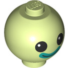 LEGO Gelblich-grün Backstein 2 x 2 Runden Sphere mit Trolls Gesicht (37837 / 67085)