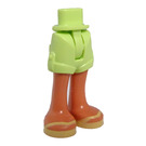 LEGO Verde giallastro Fianco con Rolled Su Pantaloncini con Giallo Sandals con cerniera sottile (36198)