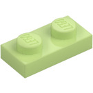 LEGO Geelachtig groen Plaat 1 x 2 (3023 / 28653)