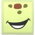 LEGO Yellowish Green Slope 2 x 2 Curved with Open Mouth Smile and Spots Sticker (15068)