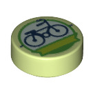 LEGO Vert jaunâtre Tuile 1 x 1 Rond avec Vélo (35380 / 69457)