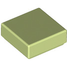 LEGO Geelachtig groen Tegel 1 x 1 met groef (3070 / 30039)