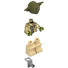 LEGO Yoda s Olive Zelená Skin a Velký Robe Creases s Držák na krk Minifigurka