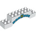 Duplo Boog Steen 2 x 10 x 2 met Blauw Keystone en stones (43621 / 51704)